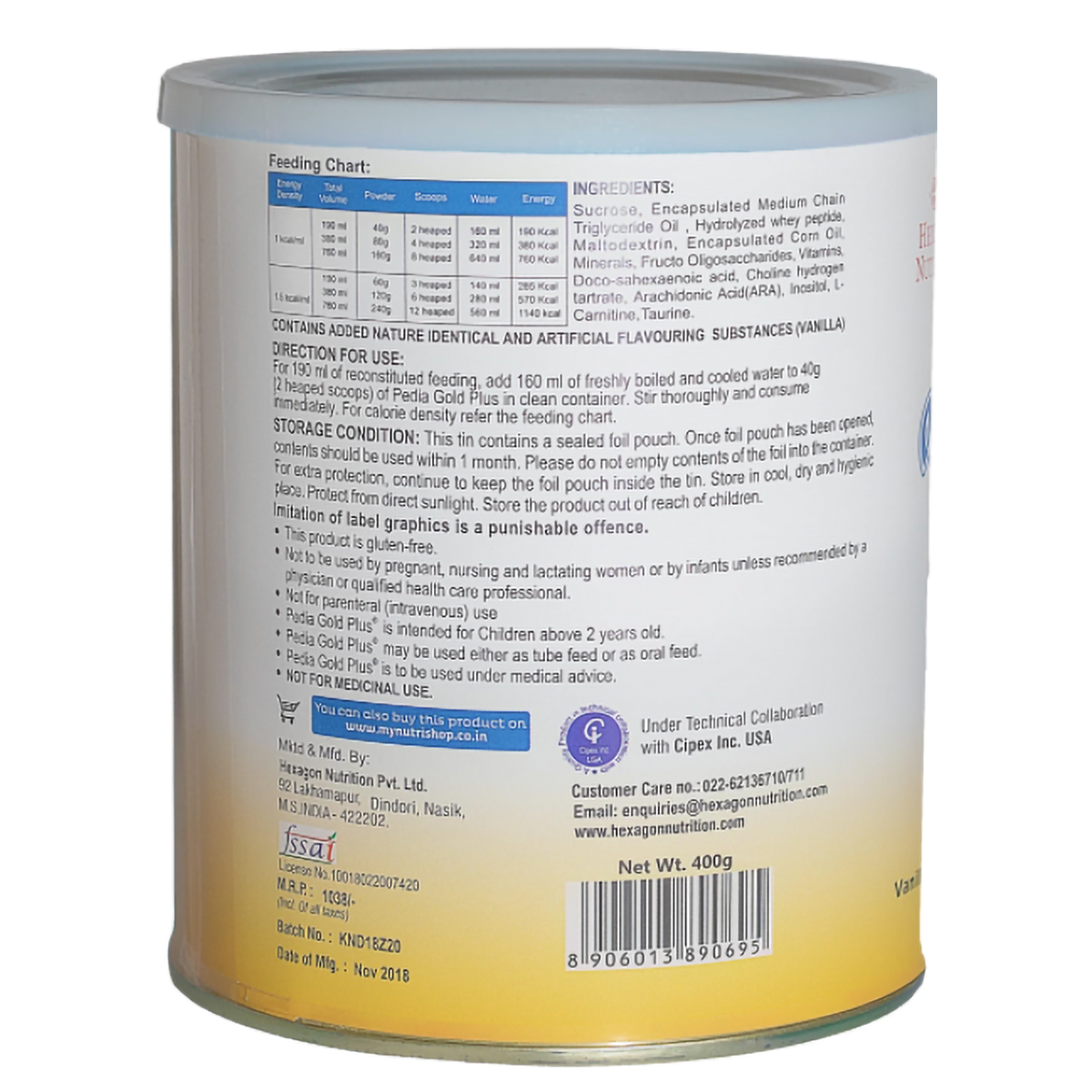 Pedia Gold Plus Vanilla Flavour Powder, 400 gm, Pack of 1 Pedia Gold Plus Vanilla Flavour Powder, 400 gm, Pack of 1