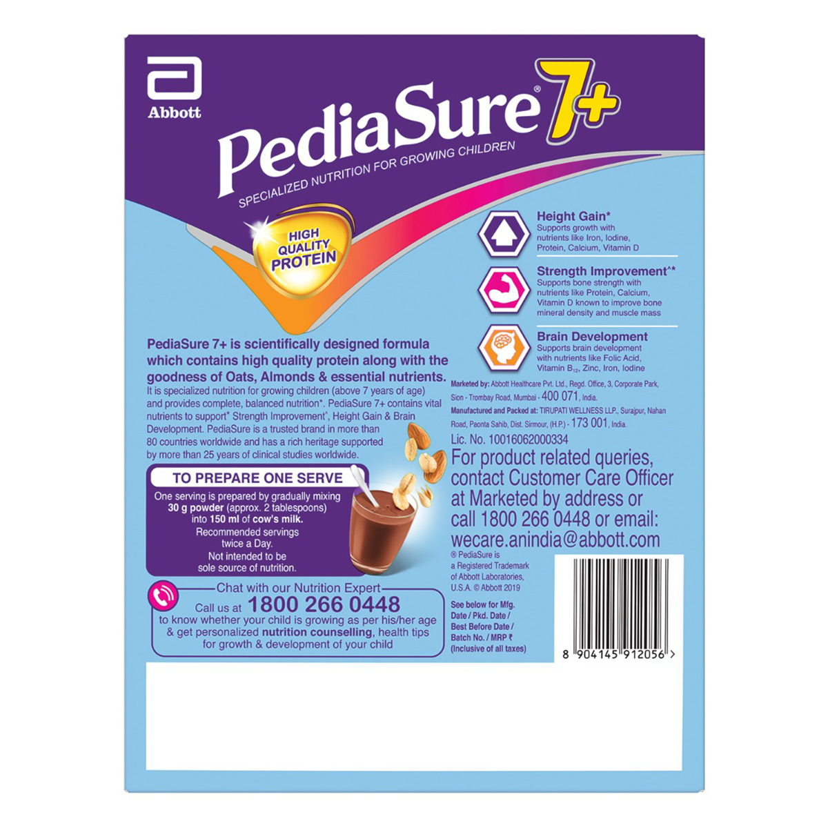 Pediasure 7+ Chocolate Flavour Specialized Nutrition Powder for Growing Children, 200 gm, Pack of 1 Pediasure 7+ Chocolate Flavour Specialized Nutrition Powder for Growing Children, 200 gm, Pack of 1