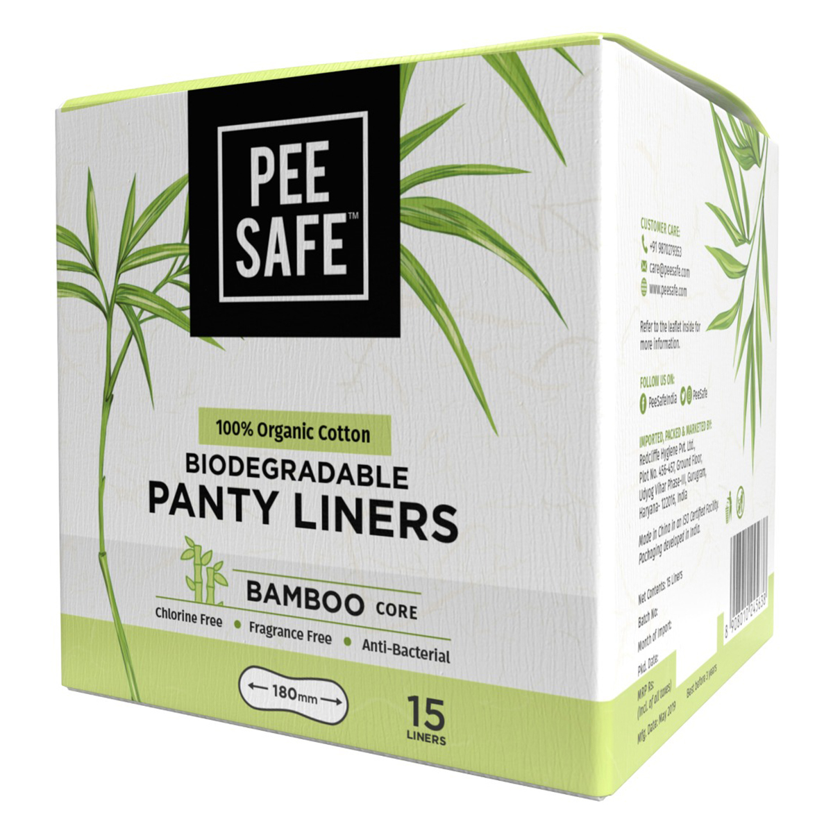 Pee Safe 100% Organic Cotton Biodegradable Panty Liners, 15 Count, Pack of 1 Pee Safe 100% Organic Cotton Biodegradable Panty Liners, 15 Count, Pack of 1