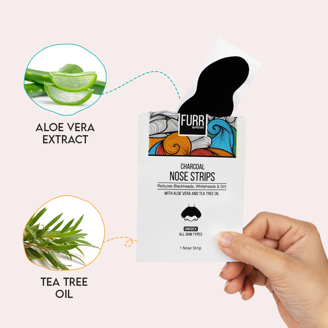 FURR by Pee Safe Charcoal Nose Strips 3 Count | With Aloe Vera & Tea Tree Oil | Reduces Blackheads, Whiteheads, Oil & Dirt | Unisex | For All Skin Type, Pack of 1 FURR by Pee Safe Charcoal Nose Strips 3 Count | With Aloe Vera & Tea Tree Oil | Reduces Blackheads, Whiteheads, Oil & Dirt | Unisex | For All Skin Type, Pack of 1