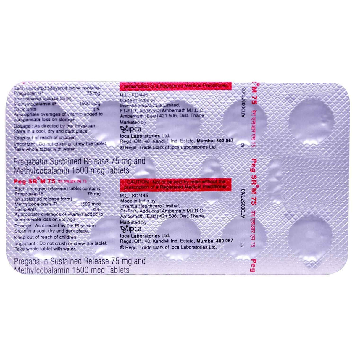 Peg SR M 75 Tablet 10's, Pack of 10 Peg SR M 75 Tablet 10's, Pack of 10