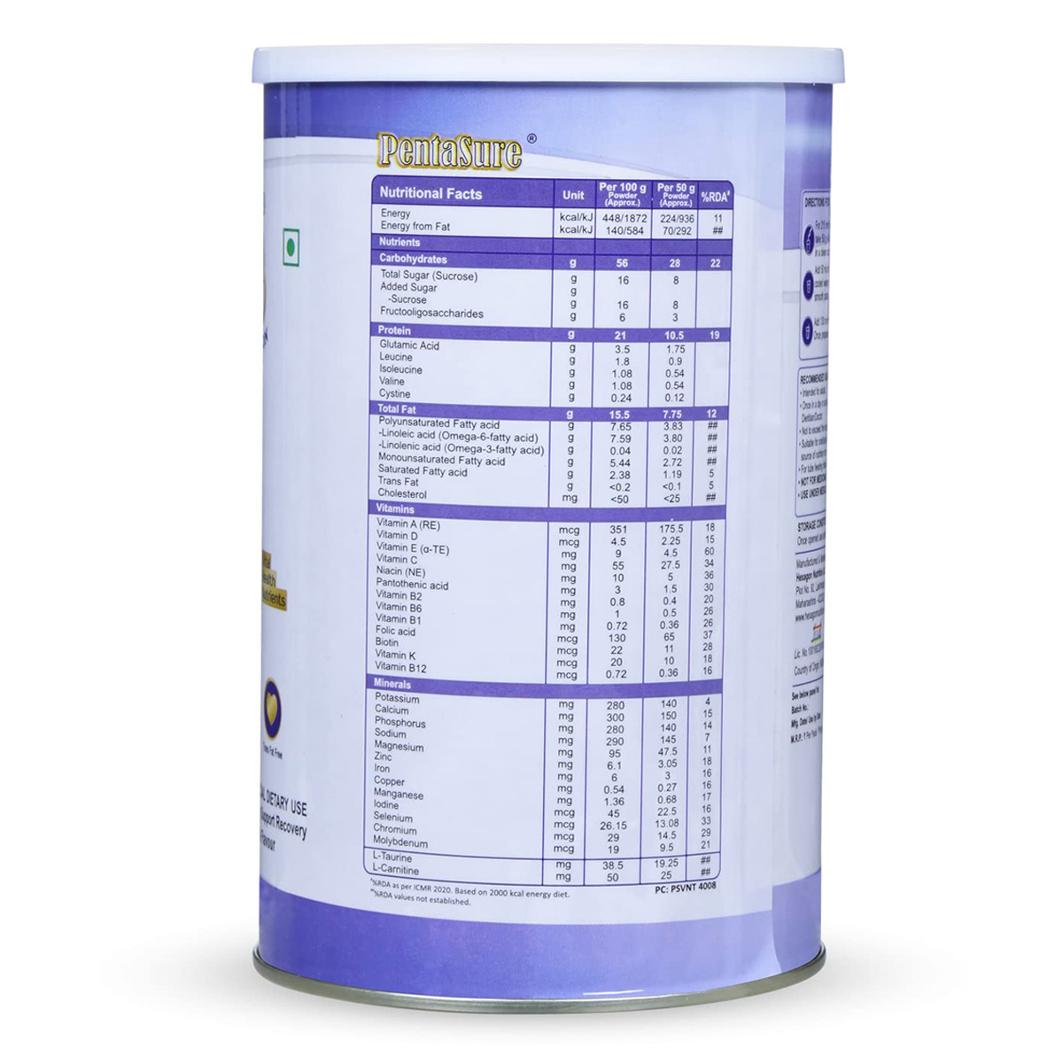 Pentasure Vanilla Flavour Nutritional Powder, 400 gm Tin, Pack of 1 Pentasure Vanilla Flavour Nutritional Powder, 400 gm Tin, Pack of 1