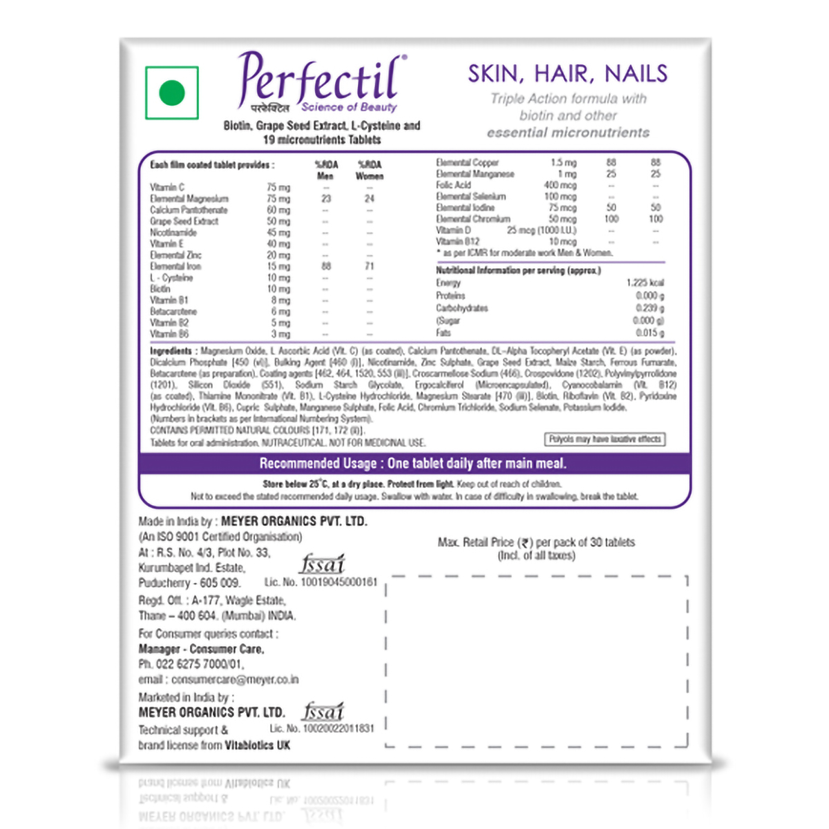 Perfectil, 30 Tablets, Pack of 1 Perfectil, 30 Tablets, Pack of 1