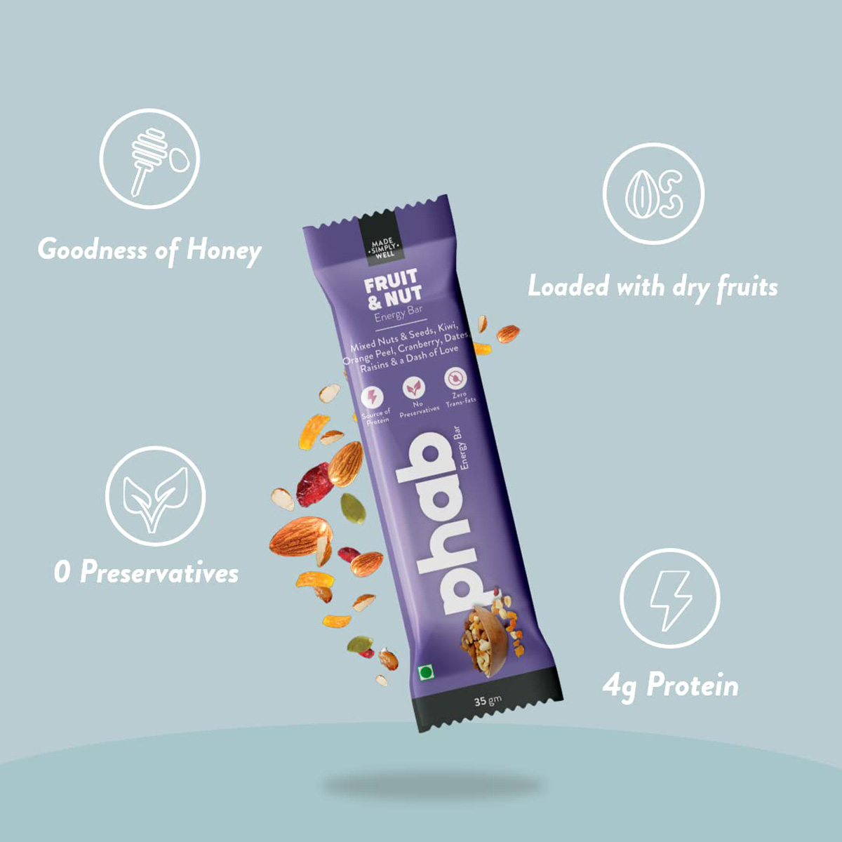 Phab Fruit & Nut Energy Bar, 35 gm, Pack of 1 Phab Fruit & Nut Energy Bar, 35 gm, Pack of 1