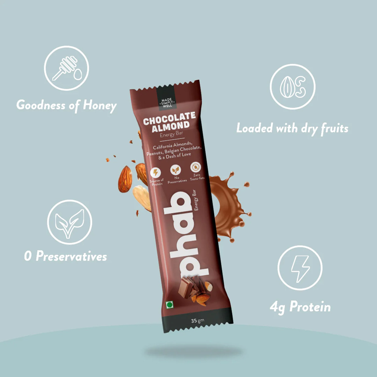 Phab Chocolate Almond Energy Bar, 35 gm Phab Chocolate Almond Energy Bar, 35 gm