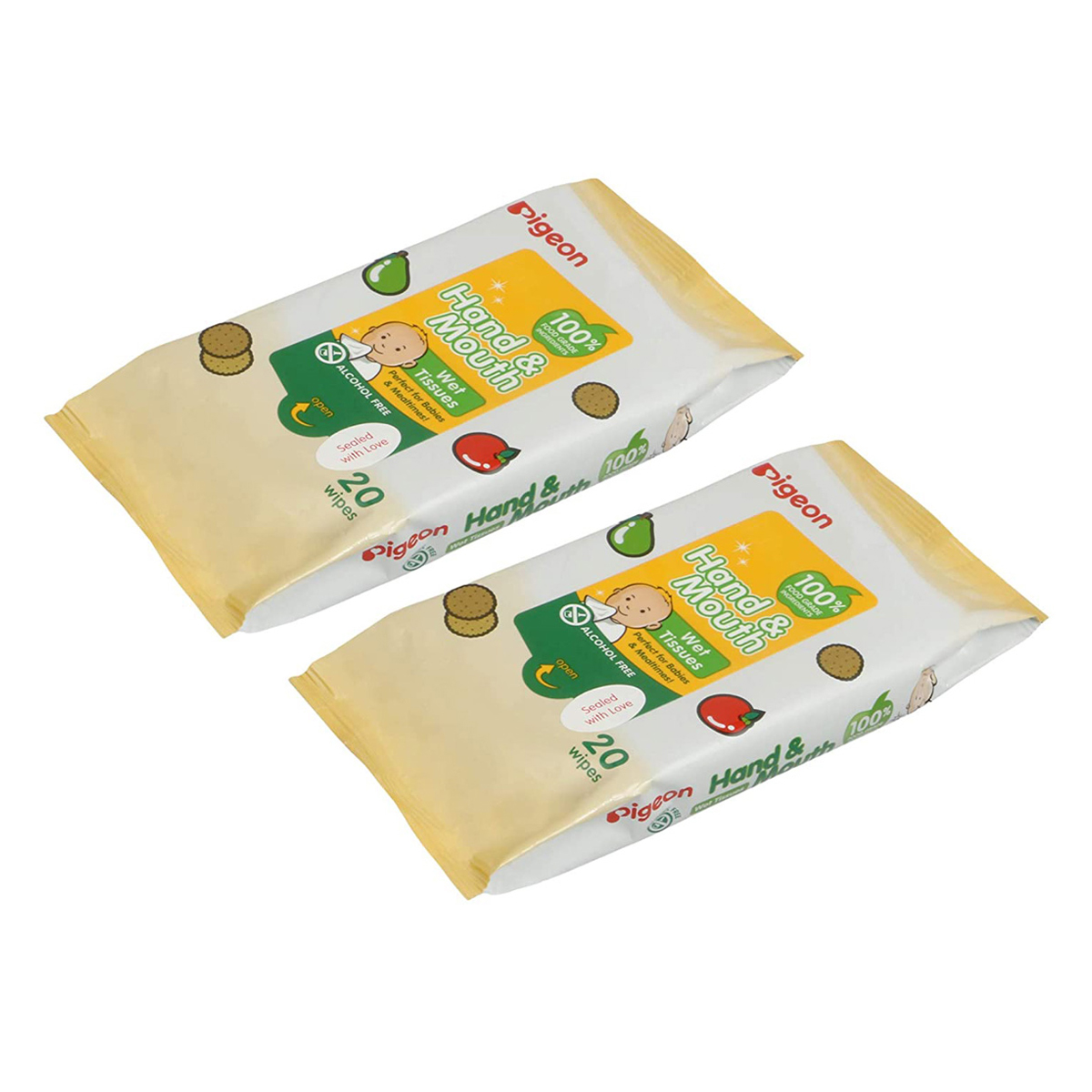 Pigeon Baby Hand & Mouth Wipes, 40 Count (2x20), Pack of 1 Pigeon Baby Hand & Mouth Wipes, 40 Count (2x20), Pack of 1