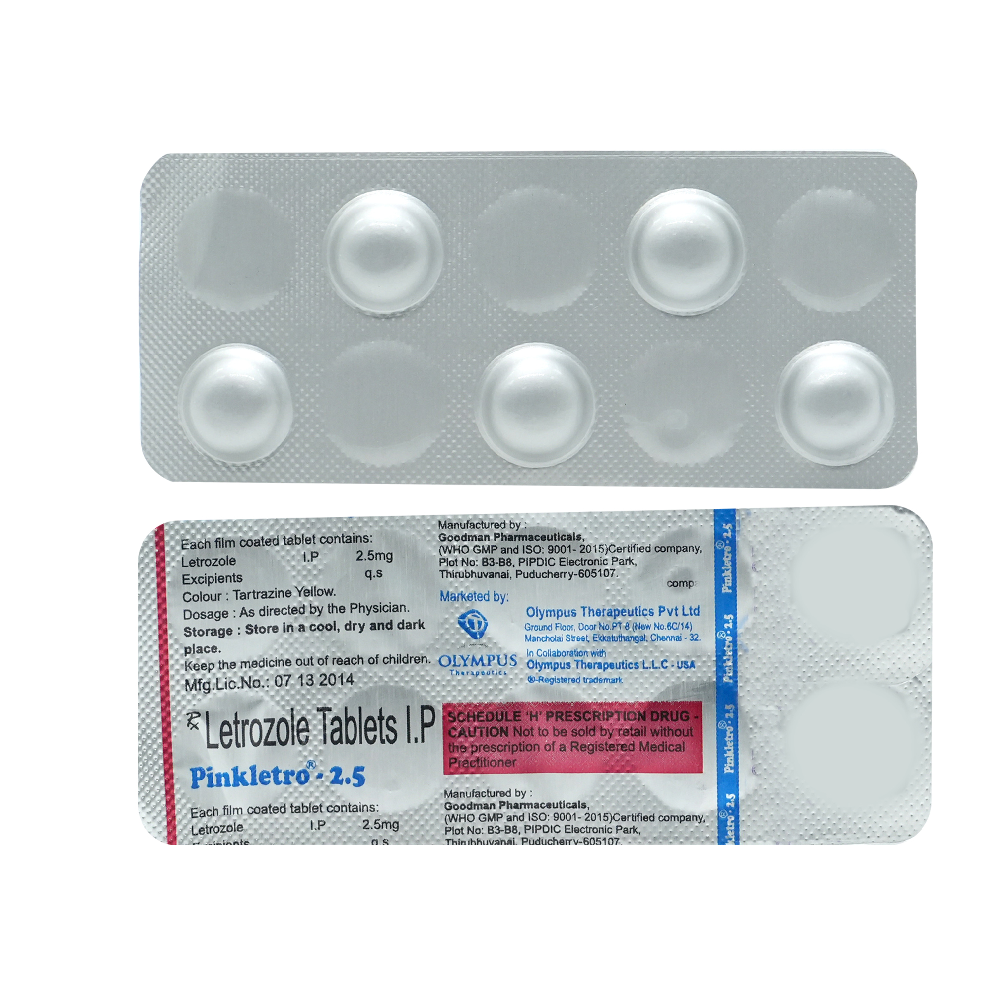 Pinkletro-2.5mg Tablet 5's, Pack of 5 TabletS Pinkletro-2.5mg Tablet 5's, Pack of 5 TabletS