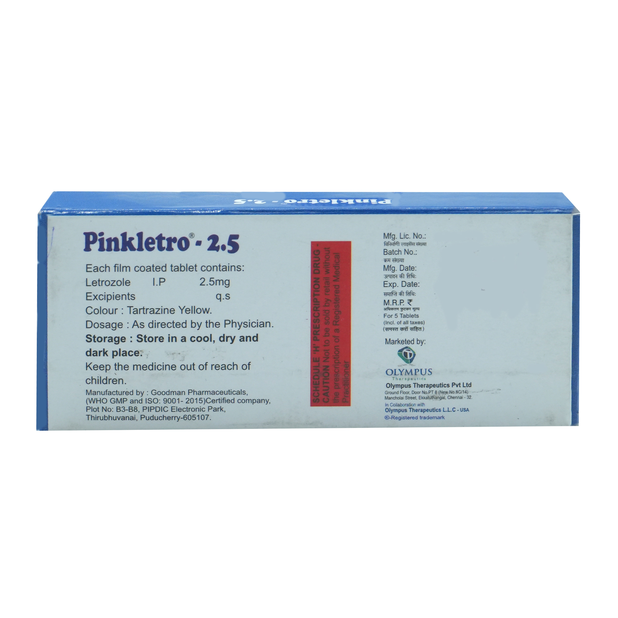 Pinkletro-2.5mg Tablet 5's, Pack of 5 TabletS Pinkletro-2.5mg Tablet 5's, Pack of 5 TabletS