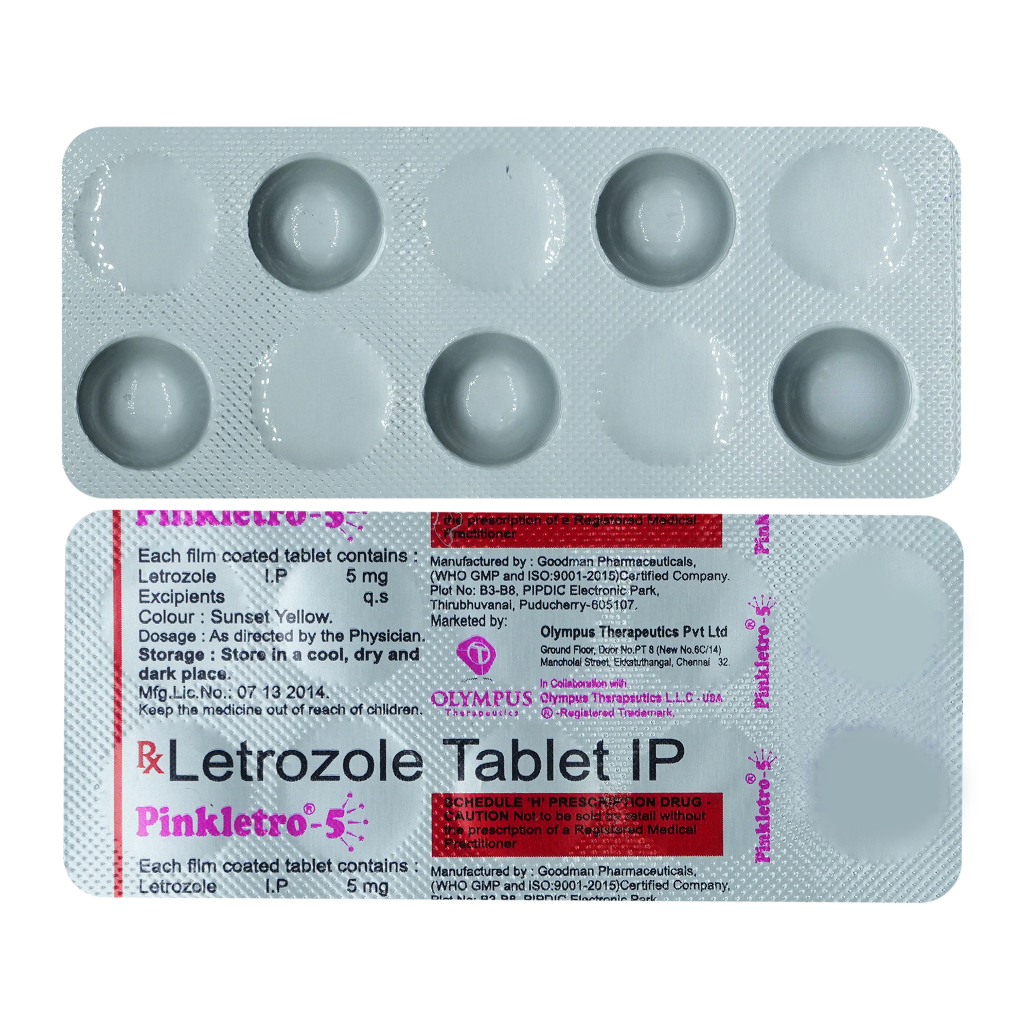 Pinkletro-5mg Tablet 5's, Pack of 5 TabletS Pinkletro-5mg Tablet 5's, Pack of 5 TabletS