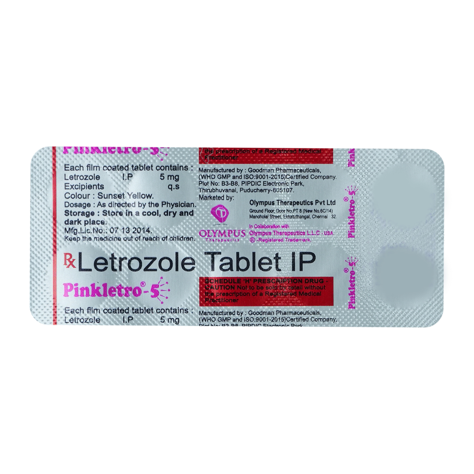 Pinkletro-5mg Tablet 5's, Pack of 5 TabletS Pinkletro-5mg Tablet 5's, Pack of 5 TabletS