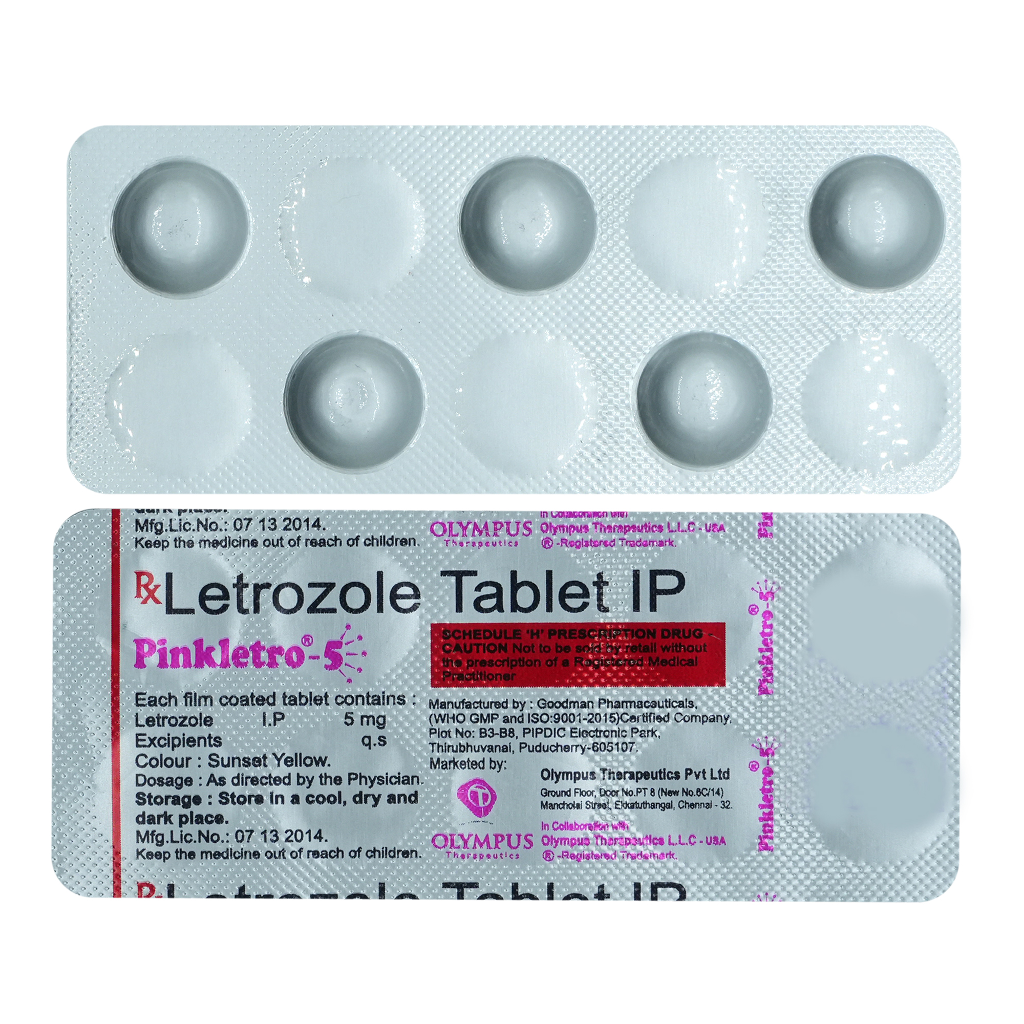 Pinkletro-5mg Tablet 5's, Pack of 5 TabletS Pinkletro-5mg Tablet 5's, Pack of 5 TabletS
