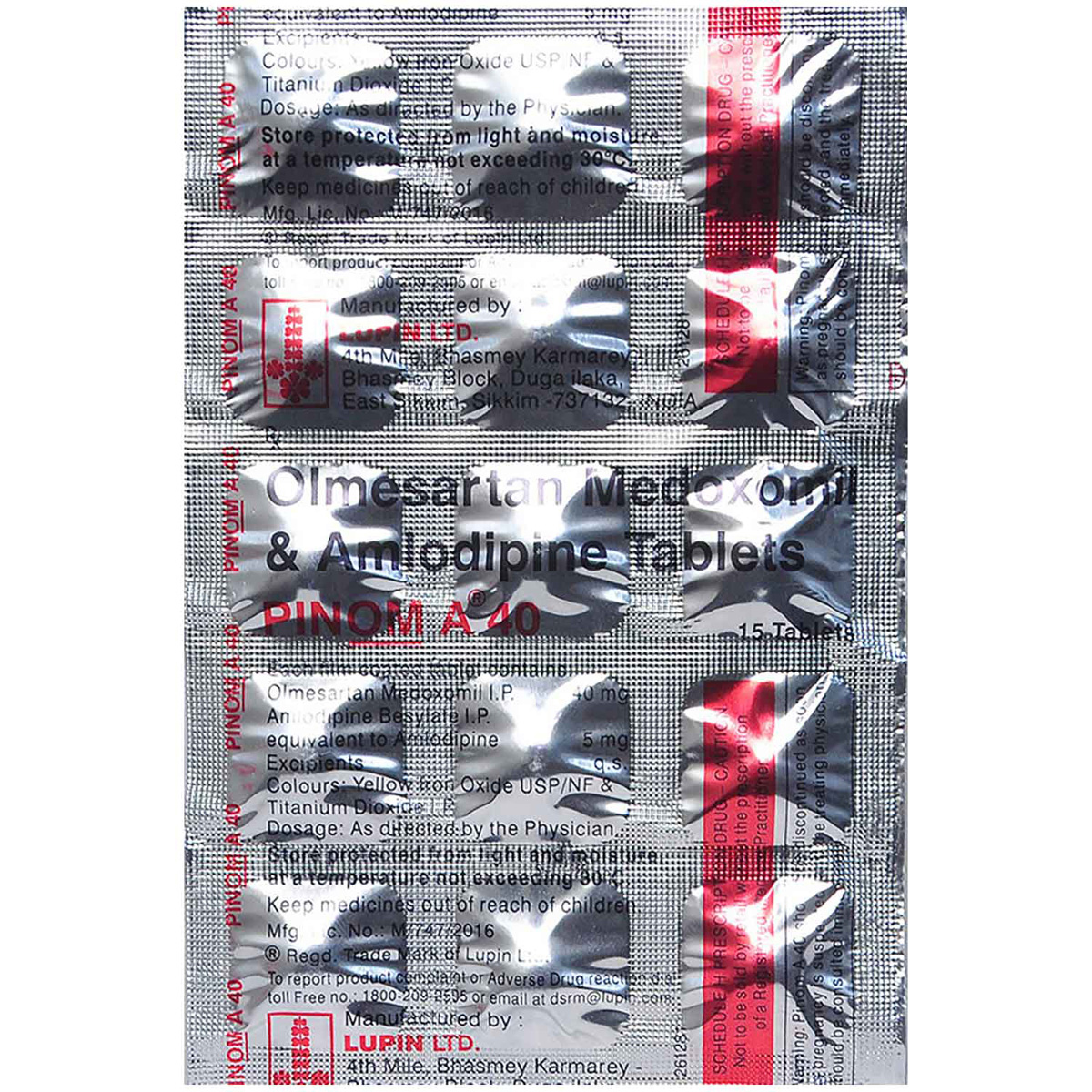 Pinom A 40 mg/5 mg Tablet 15's, Pack of 15 TABLETS Pinom A 40 mg/5 mg Tablet 15's, Pack of 15 TABLETS