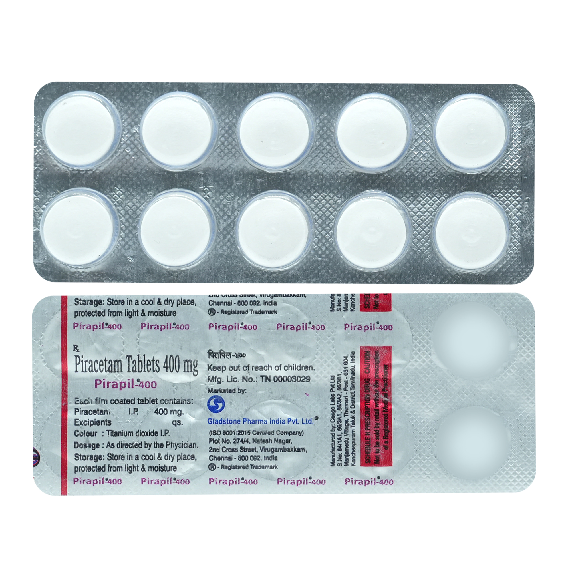 PIRAPIL 400MG TABLET, Pack of 10 TabletS PIRAPIL 400MG TABLET, Pack of 10 TabletS