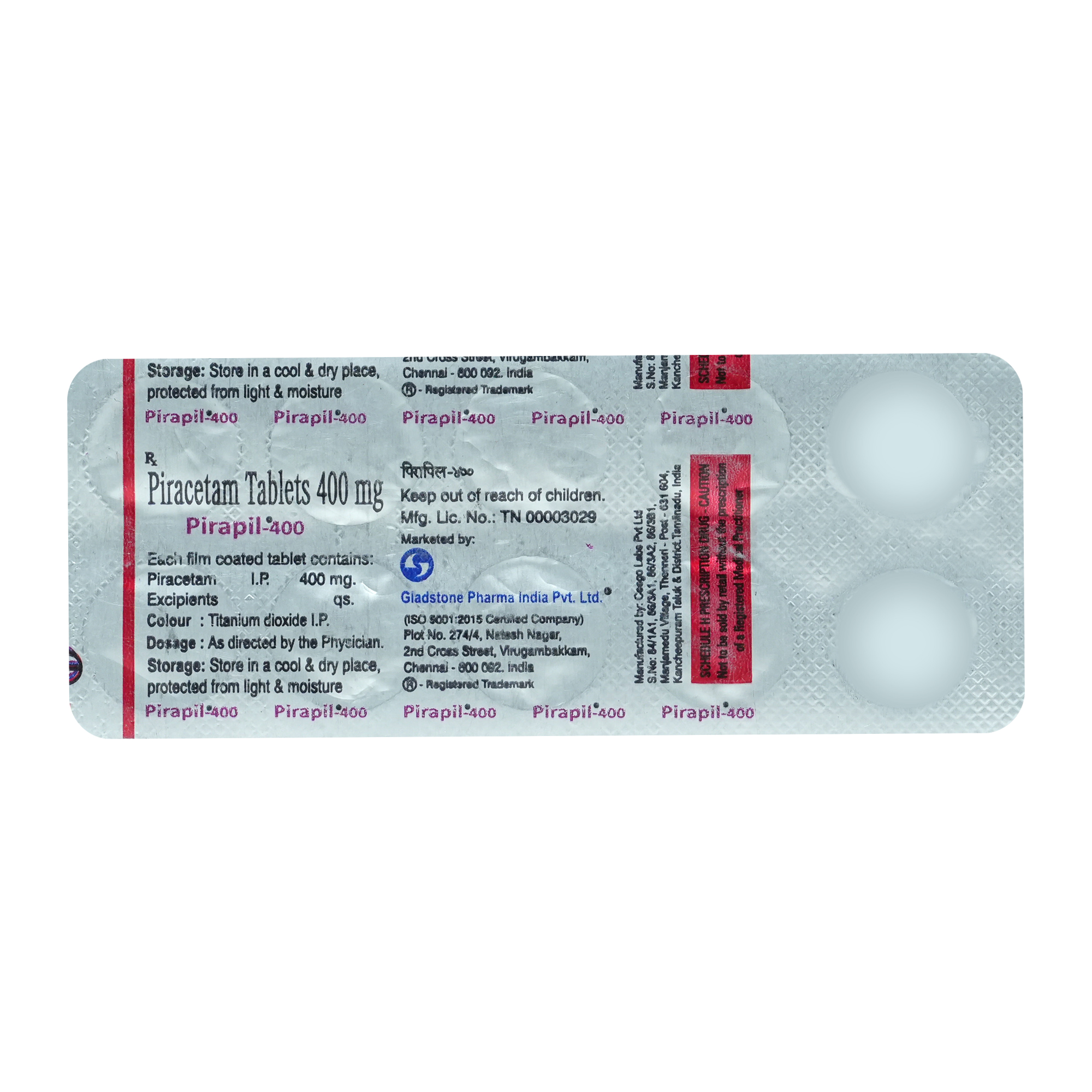 PIRAPIL 400MG TABLET, Pack of 10 TabletS PIRAPIL 400MG TABLET, Pack of 10 TabletS