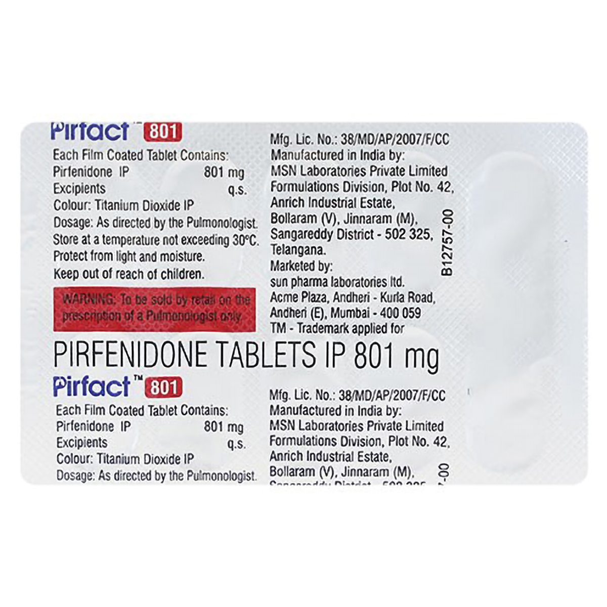 Pirfact 801 Tablet 10's, Pack of 10 TABLETS Pirfact 801 Tablet 10's, Pack of 10 TABLETS