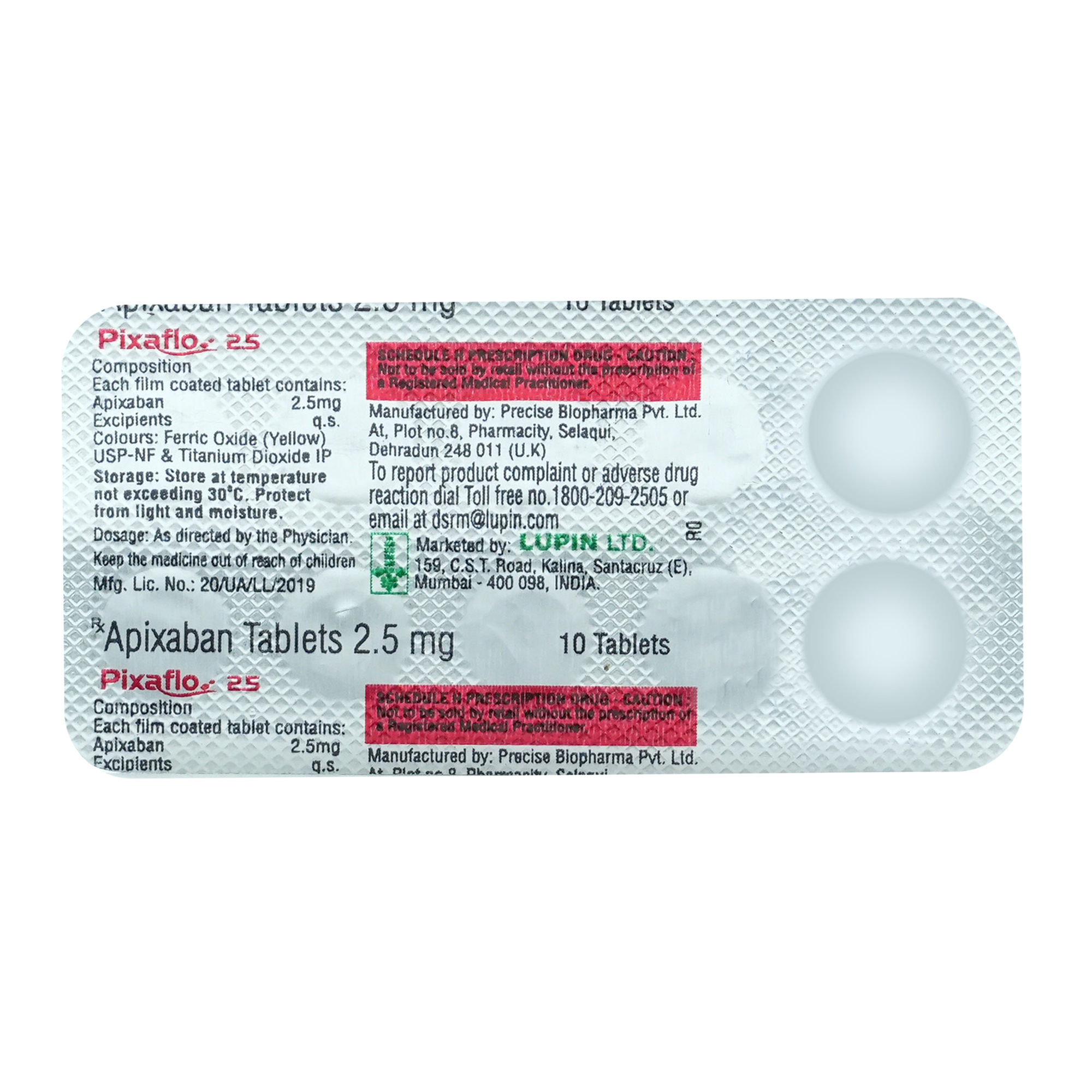 Pixaflo 2.5 Tablet 10's, Pack of 10 TabletS Pixaflo 2.5 Tablet 10's, Pack of 10 TabletS