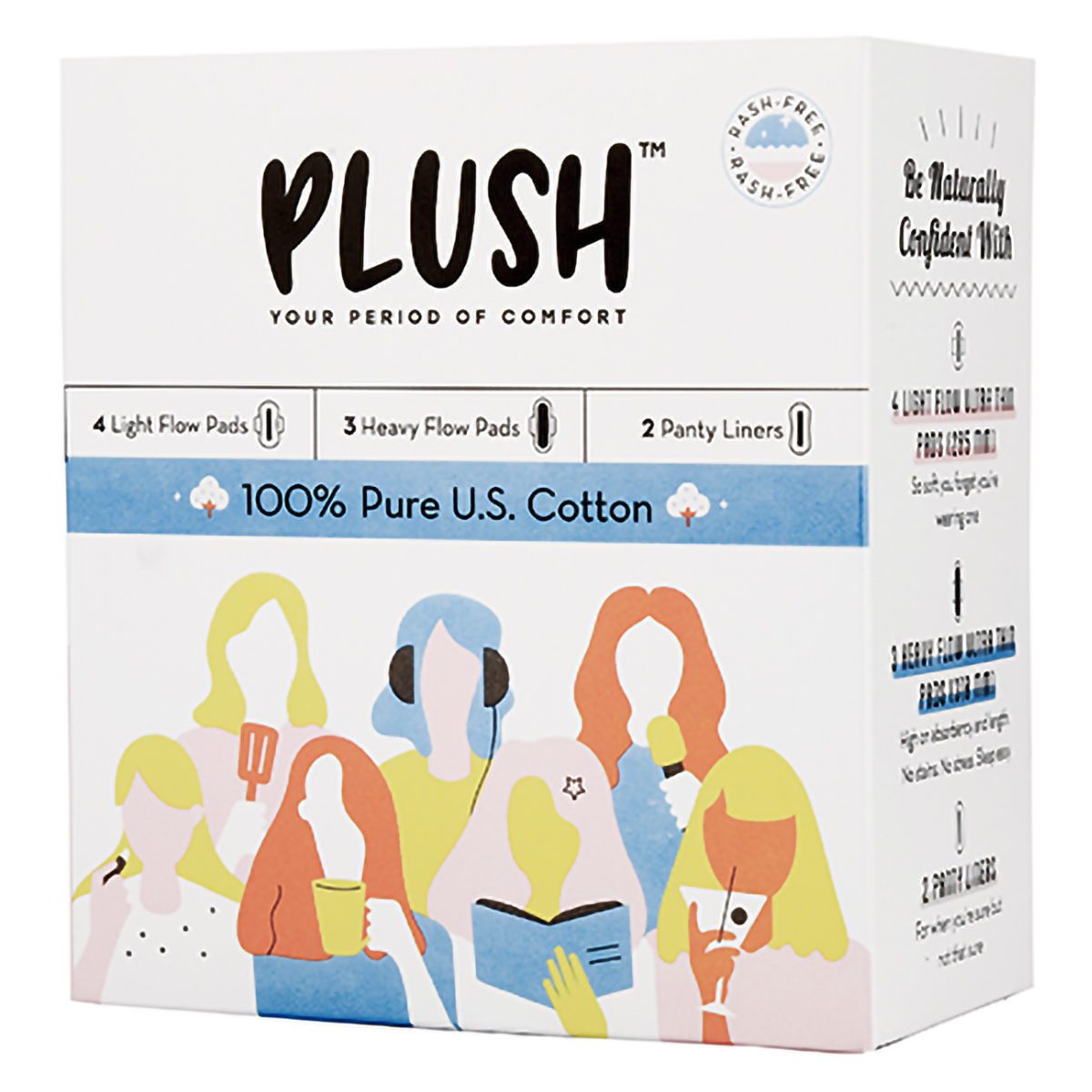 Plush 100% Pure US Cotton Ultra Thin Sanitary Pads, 7 Count, Pack of 1 Plush 100% Pure US Cotton Ultra Thin Sanitary Pads, 7 Count, Pack of 1