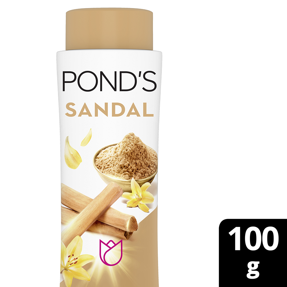 Pond's Sandal Radiance Talc Powder 100 gm | Goodness Of Sandalwood | With Natural Sunscreen | Fight Body Odour | For Fresh &amp; Radiant Skin | Ideal For Both men &amp; Women, Pack of 1