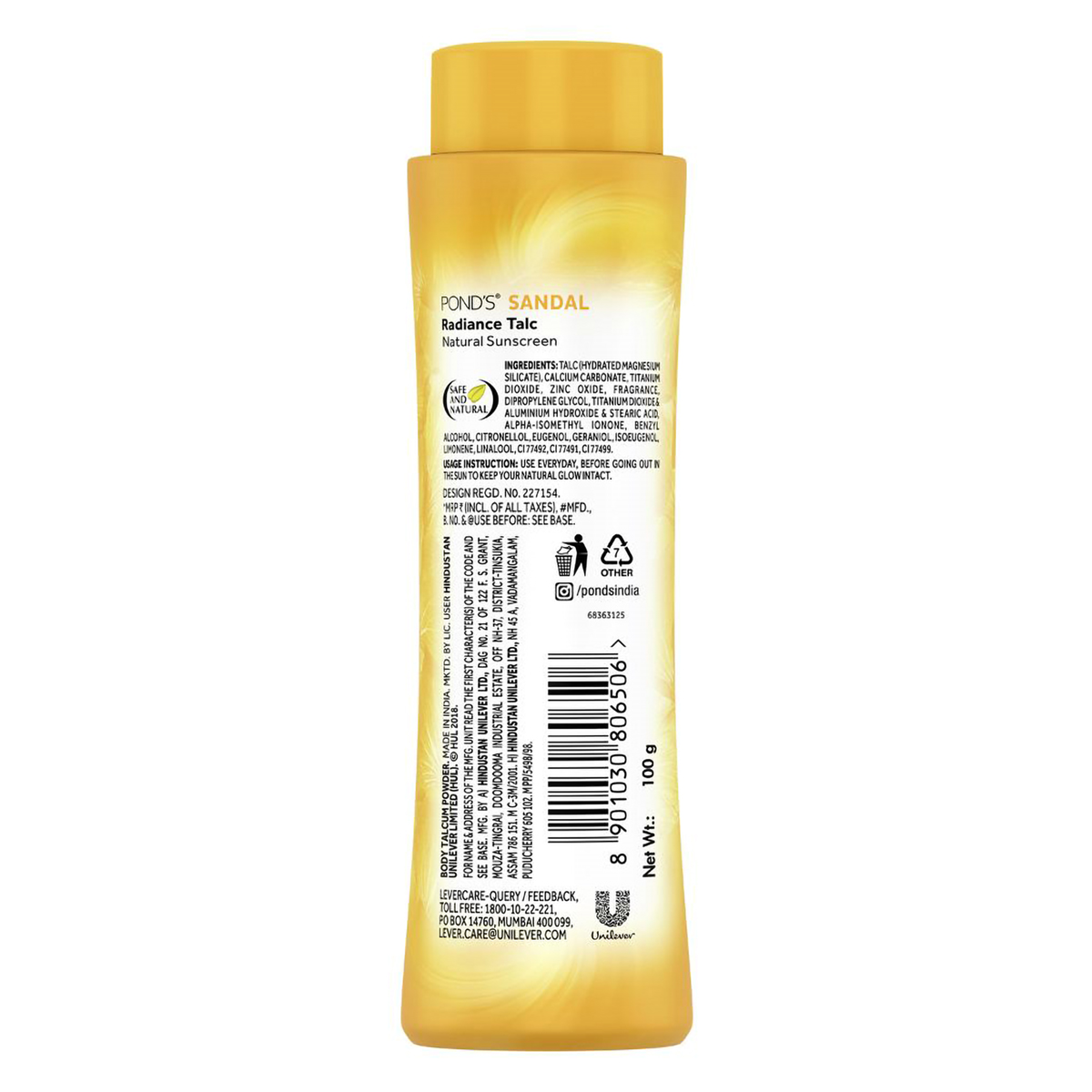 Pond's Sandal Radiance Talc Powder 100 gm | Goodness Of Sandalwood | With Natural Sunscreen | Fight Body Odour | For Fresh & Radiant Skin | Ideal For Both men & Women, Pack of 1 Pond's Sandal Radiance Talc Powder 100 gm | Goodness Of Sandalwood | With Natural Sunscreen | Fight Body Odour | For Fresh & Radiant Skin | Ideal For Both men & Women, Pack of 1