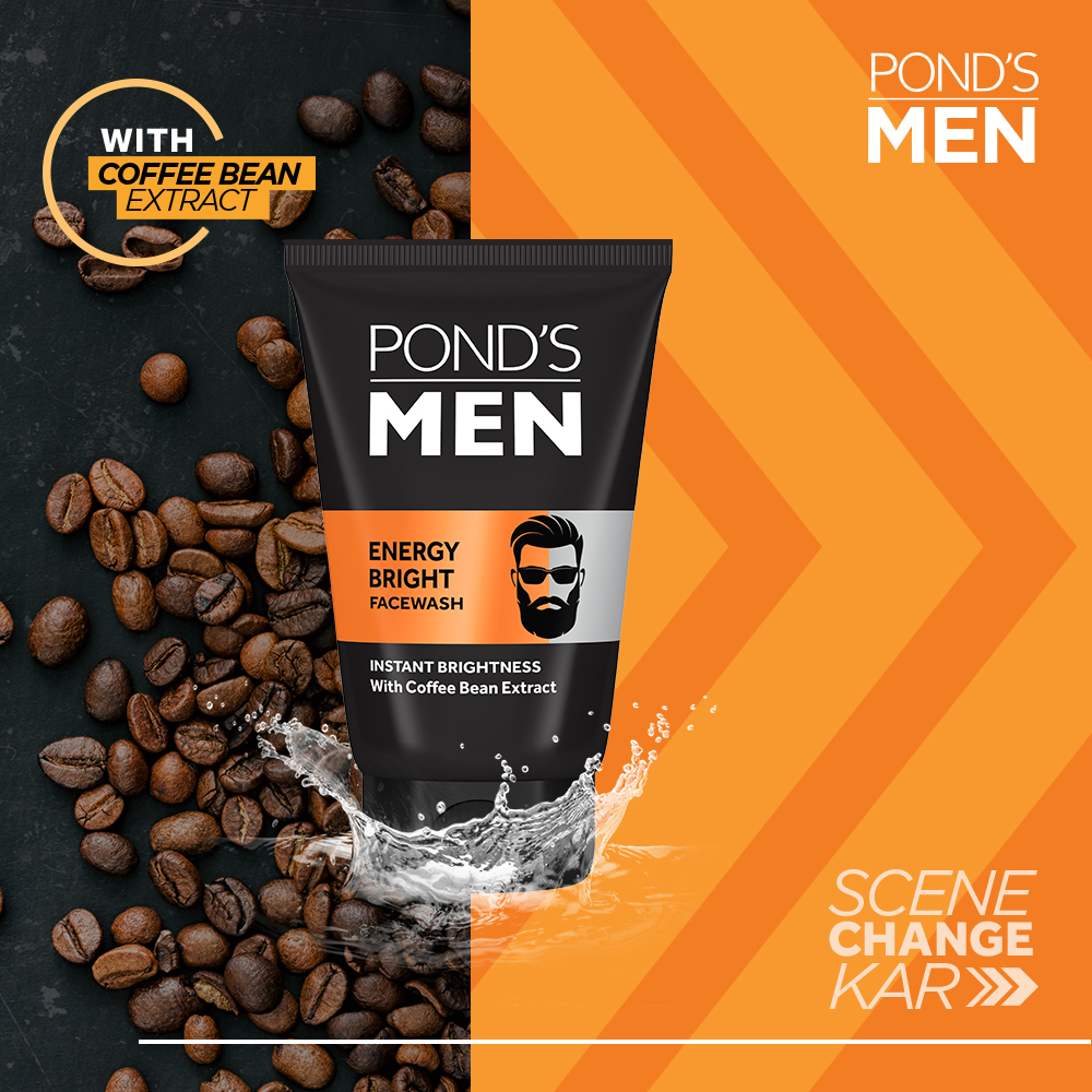 Pond's Men Energy Bright Facewash 100 gm | With Coffee Bean Extract | Anti Dullness & Brightening Face Wash | For Bright Skin, Pack of 1 Pond's Men Energy Bright Facewash 100 gm | With Coffee Bean Extract | Anti Dullness & Brightening Face Wash | For Bright Skin, Pack of 1