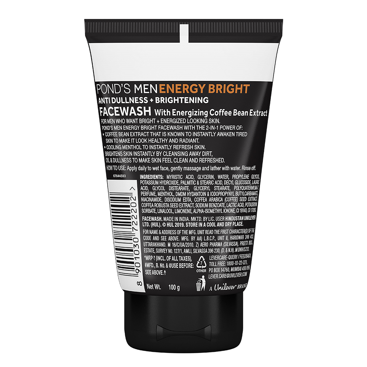 Pond's Men Energy Bright Facewash 100 gm | With Coffee Bean Extract | Anti Dullness & Brightening Face Wash | For Bright Skin, Pack of 1 Pond's Men Energy Bright Facewash 100 gm | With Coffee Bean Extract | Anti Dullness & Brightening Face Wash | For Bright Skin, Pack of 1