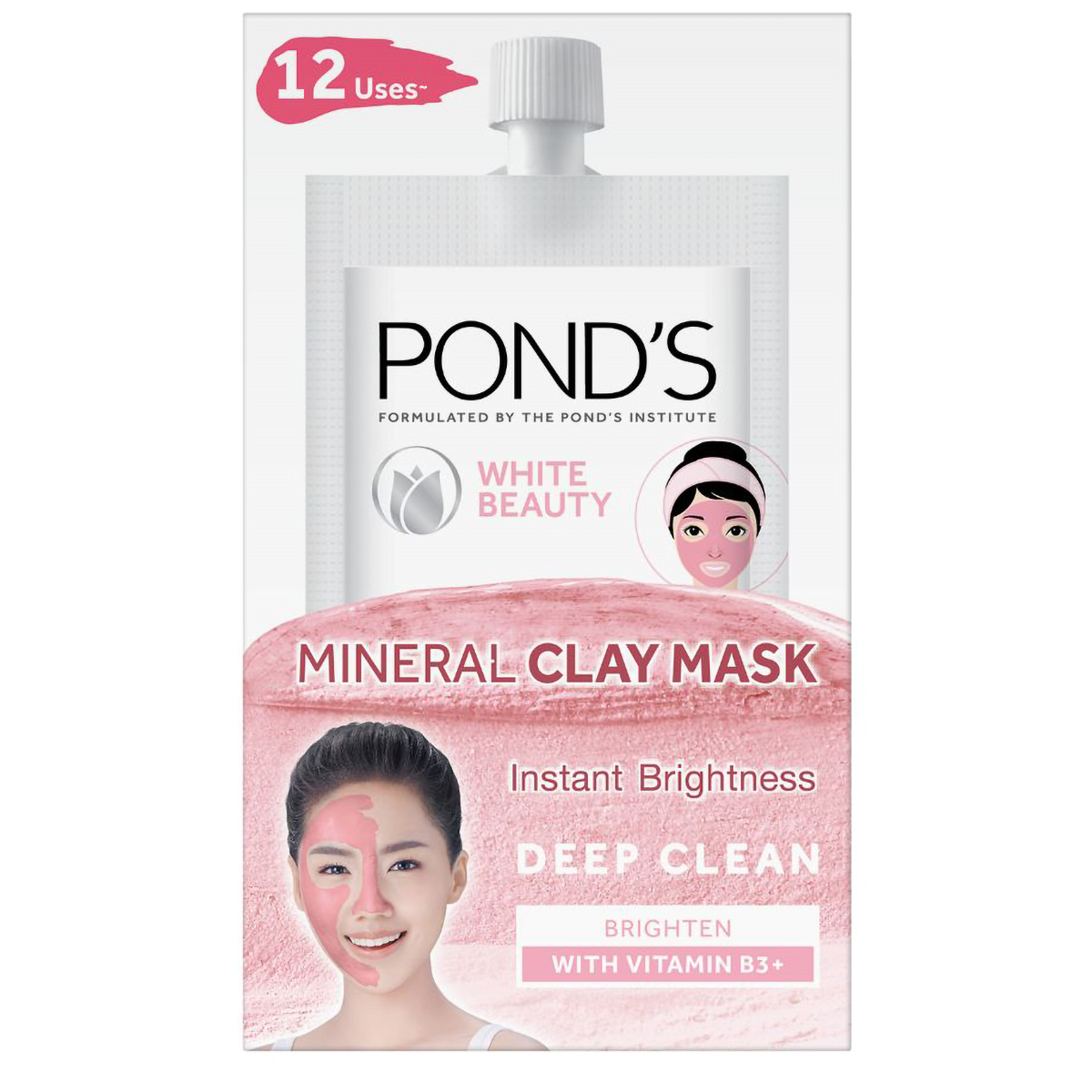 Pond's White Beauty Mineral Clay Mask 8 gm | Mineral Clay & Vitamin B3+ | Deep Cleansing | For Instant Brightness, Pack of 1 Pond's White Beauty Mineral Clay Mask 8 gm | Mineral Clay & Vitamin B3+ | Deep Cleansing | For Instant Brightness, Pack of 1