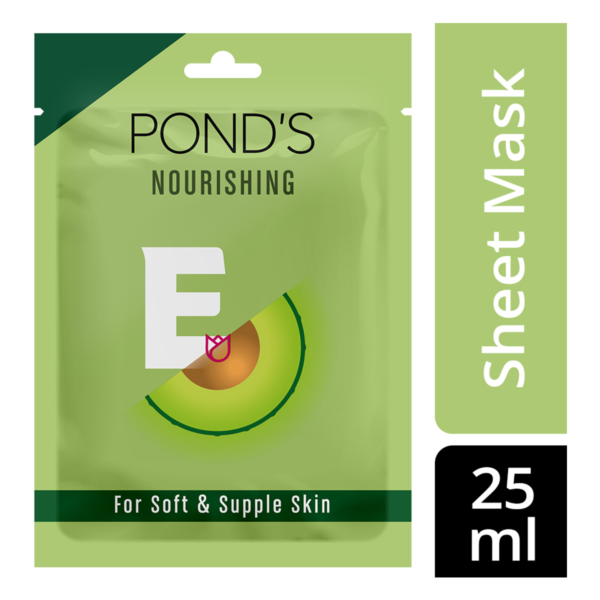 Pond's Nourishing Vitamin Duo Sheet Mask 25 ml | Vitamin E & Avacado | 15X Moisturising Serum | For Soft, Supple Skin, Pack of 1 Pond's Nourishing Vitamin Duo Sheet Mask 25 ml | Vitamin E & Avacado | 15X Moisturising Serum | For Soft, Supple Skin, Pack of 1