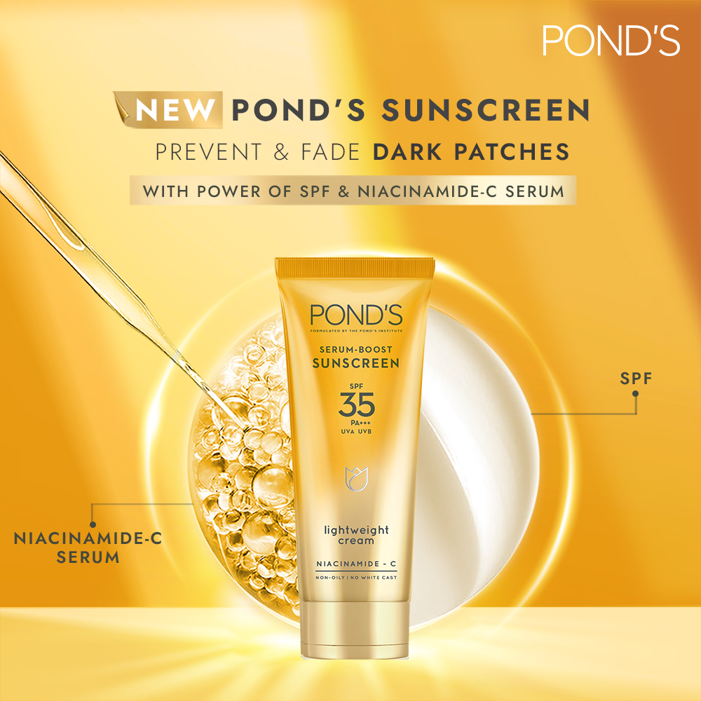 Pond's Serum Boost SPF 35 PA++++ Lightweight Sunscreen cream, 50 gm, Pack of 1 Pond's Serum Boost SPF 35 PA++++ Lightweight Sunscreen cream, 50 gm, Pack of 1