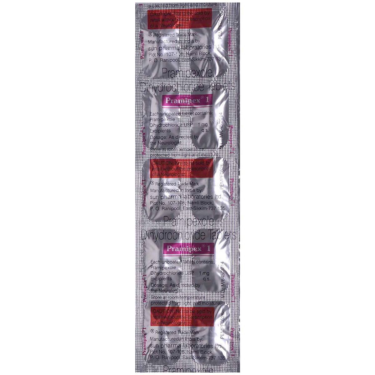 Pramipex 1 Tablet 10's, Pack of 10 TABLETS Pramipex 1 Tablet 10's, Pack of 10 TABLETS