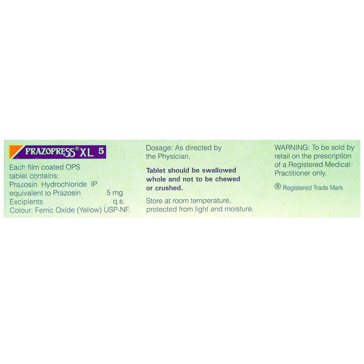 Prazopress XL 5 Tablet 30's, Pack of 30 TABLETS Prazopress XL 5 Tablet 30's, Pack of 30 TABLETS