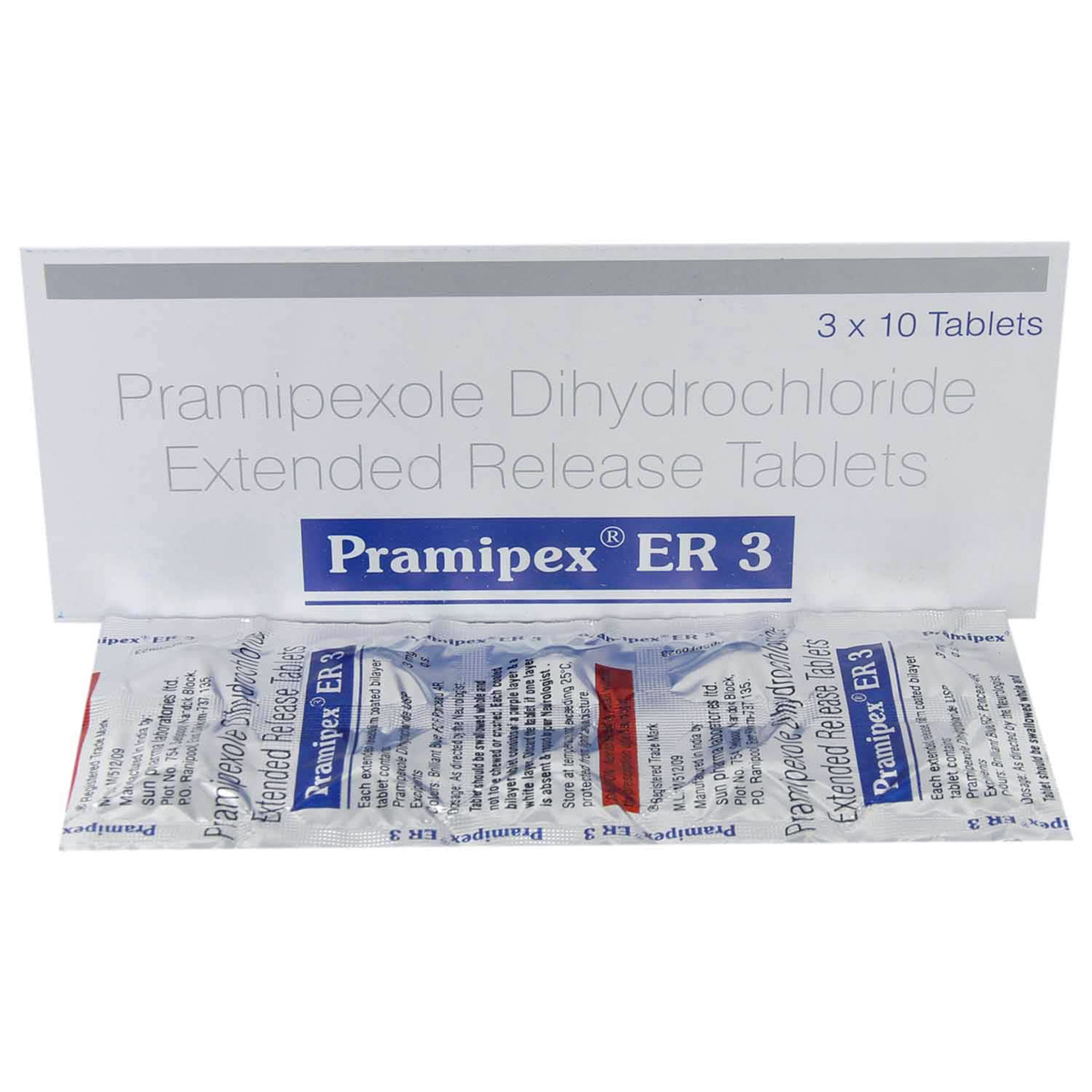 Pramipex ER 3 Tablet 10's, Pack of 10 TabletS Pramipex ER 3 Tablet 10's, Pack of 10 TabletS