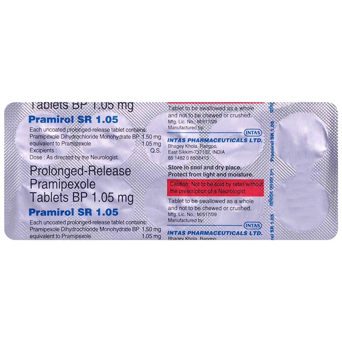 Pramirol SR1.05 Tablet 10's, Pack of 10 TabletS Pramirol SR1.05 Tablet 10's, Pack of 10 TabletS