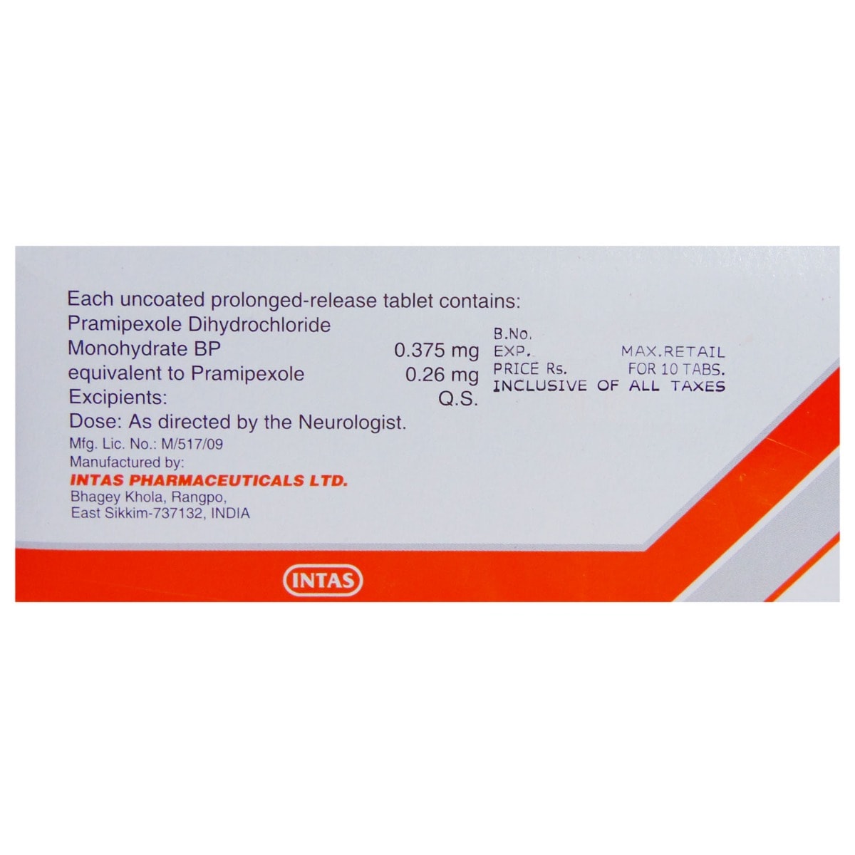 Pramirol SR 0.26 Tablet 10's, Pack of 10 TabletS Pramirol SR 0.26 Tablet 10's, Pack of 10 TabletS