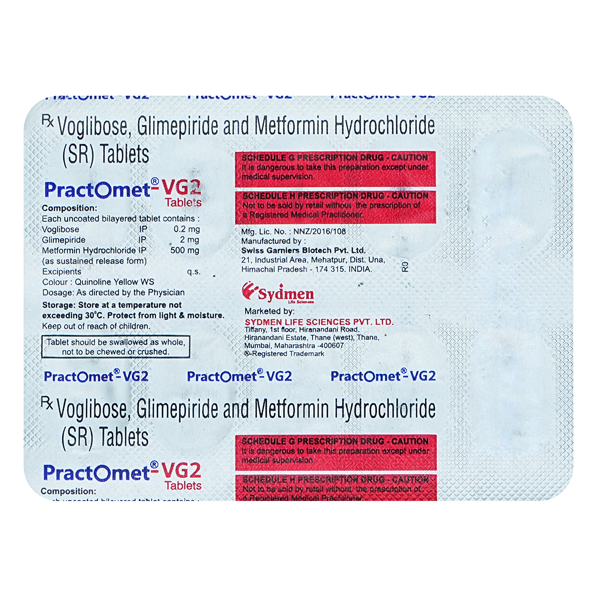 Practomet-VG2 Tablet 10's, Pack of 10 TabletS Practomet-VG2 Tablet 10's, Pack of 10 TabletS