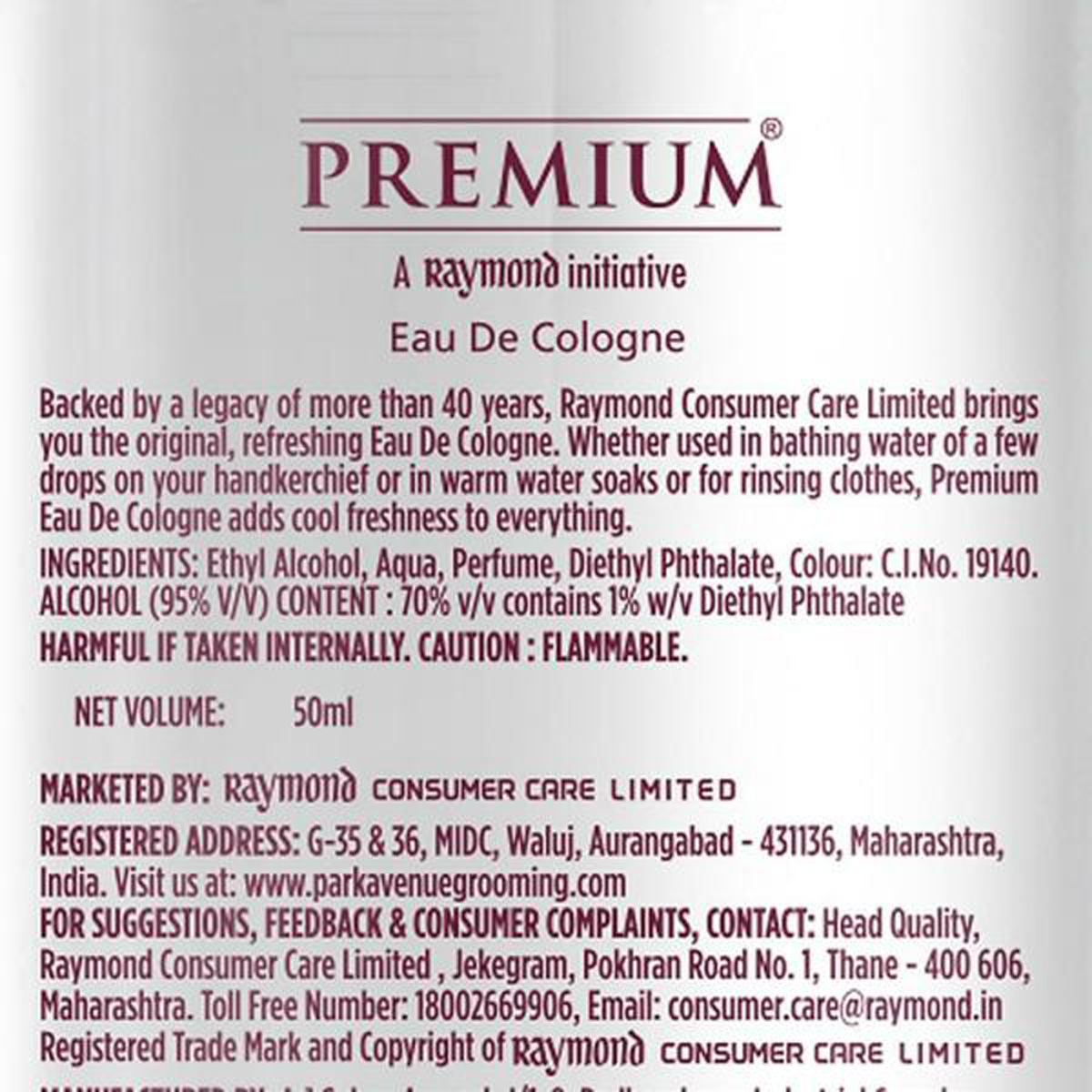 Premium Eau De Cologne, 50 ml, Pack of 1 Premium Eau De Cologne, 50 ml, Pack of 1