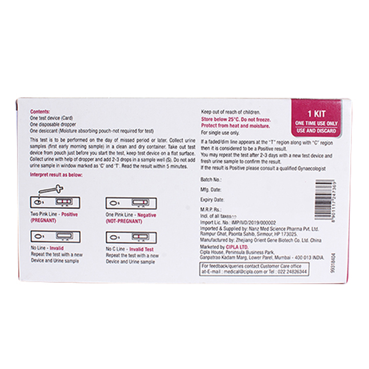 Pregtest Card 1's, Pack of 1 Pregtest Card 1's, Pack of 1