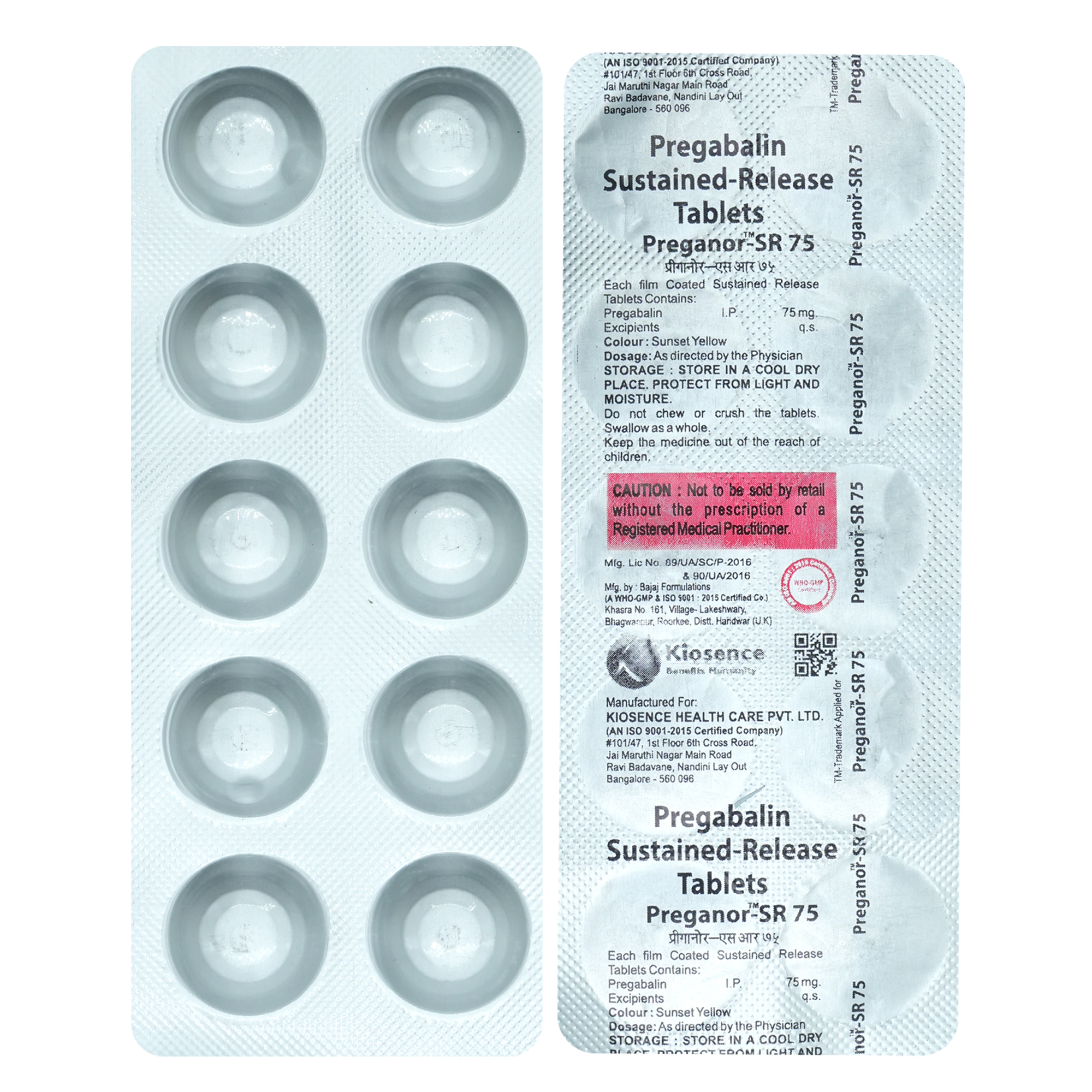Preganor-SR 75 mg Tablet 10's, Pack of 10 TabletS Preganor-SR 75 mg Tablet 10's, Pack of 10 TabletS