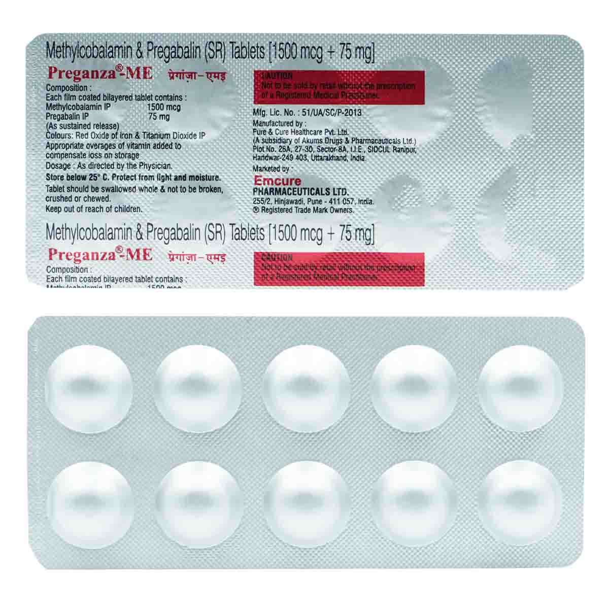 Preganza-ME 75 Tablet 10's, Pack of 10 Preganza-ME 75 Tablet 10's, Pack of 10