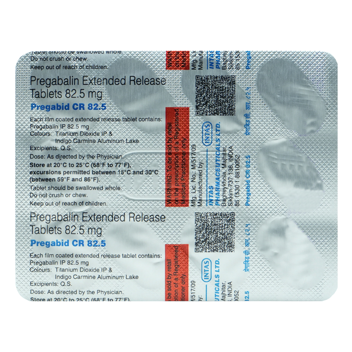Pregabid CR 82.5 Tablet 10's, Pack of 10 TABLETS Pregabid CR 82.5 Tablet 10's, Pack of 10 TABLETS