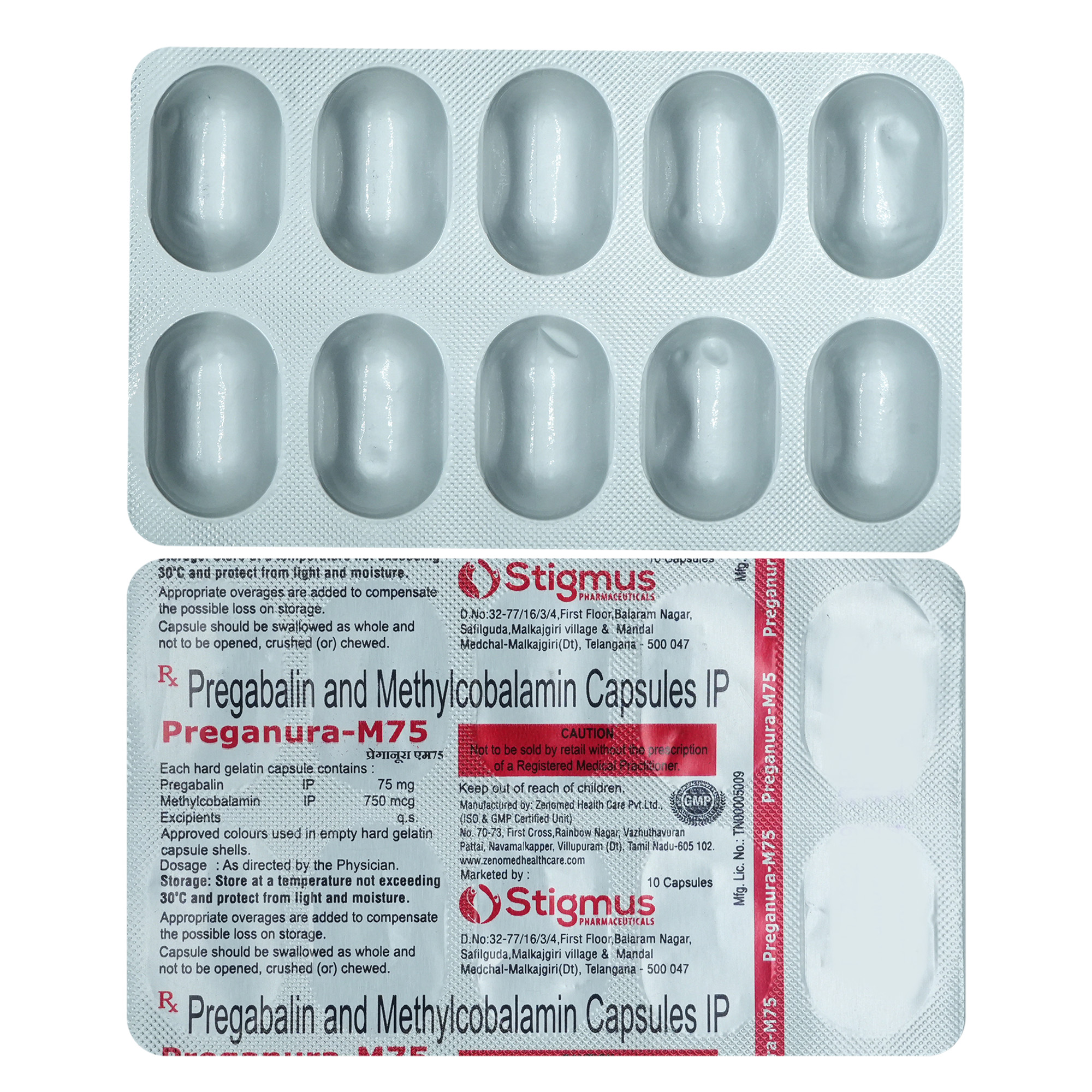 Preganura M 75 Capsule 10's, Pack of 10 CAPSULES Preganura M 75 Capsule 10's, Pack of 10 CAPSULES