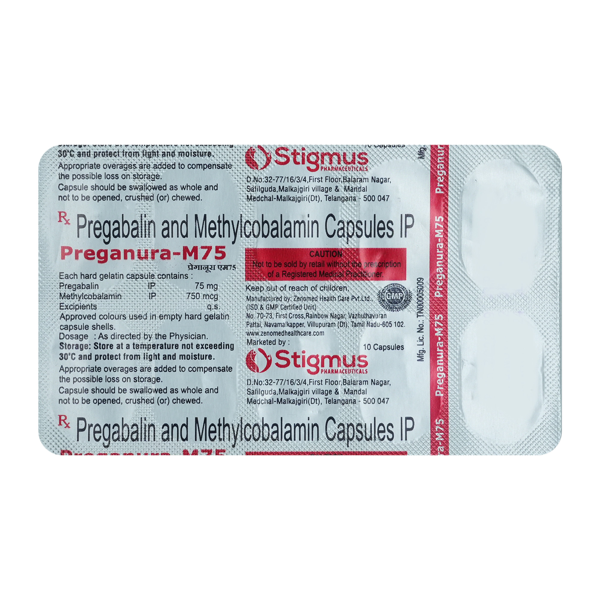 Preganura M 75 Capsule 10's, Pack of 10 CAPSULES Preganura M 75 Capsule 10's, Pack of 10 CAPSULES