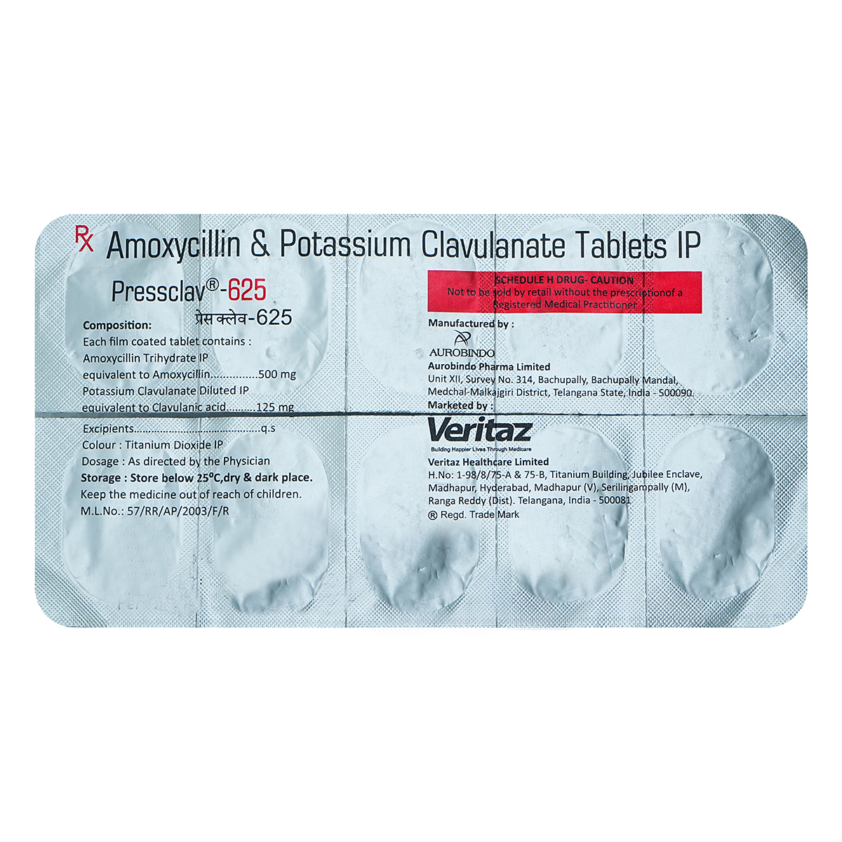 Pressclav 625 mg Tablet 10's, Pack of 10 TabletS Pressclav 625 mg Tablet 10's, Pack of 10 TabletS