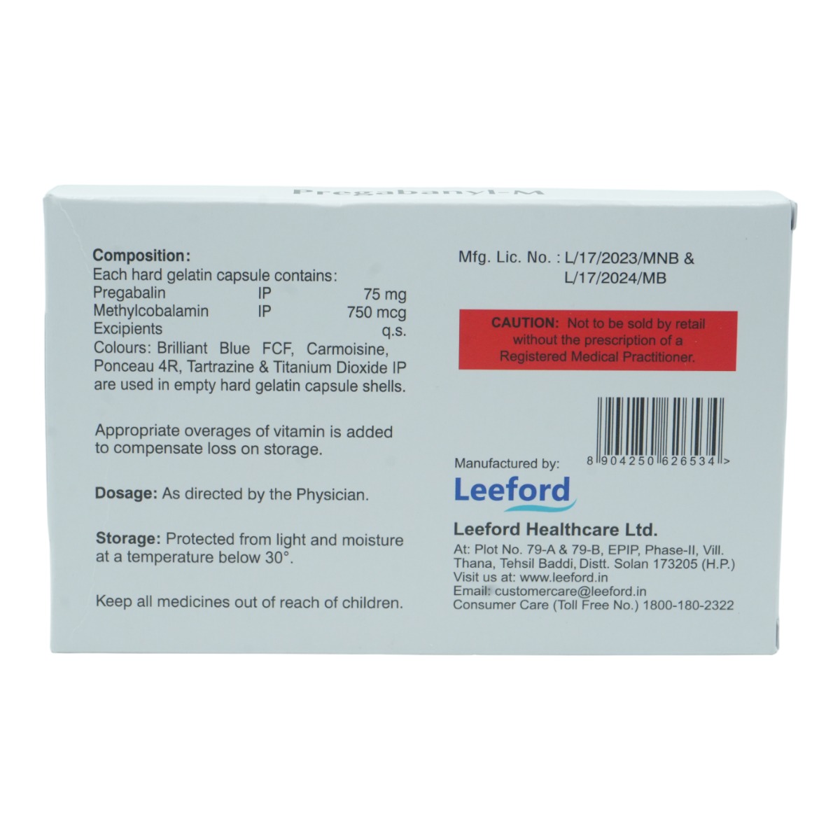 Pregabanyl-M Capsule 10's, Pack of 10 CapsuleS Pregabanyl-M Capsule 10's, Pack of 10 CapsuleS