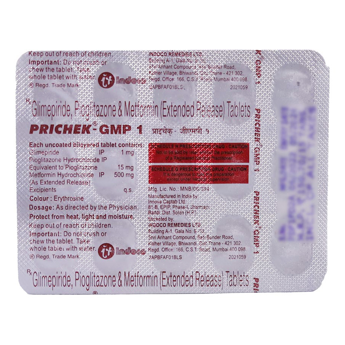 Prichek-GMP 1 Tablet 15's, Pack of 15 TabletS Prichek-GMP 1 Tablet 15's, Pack of 15 TabletS
