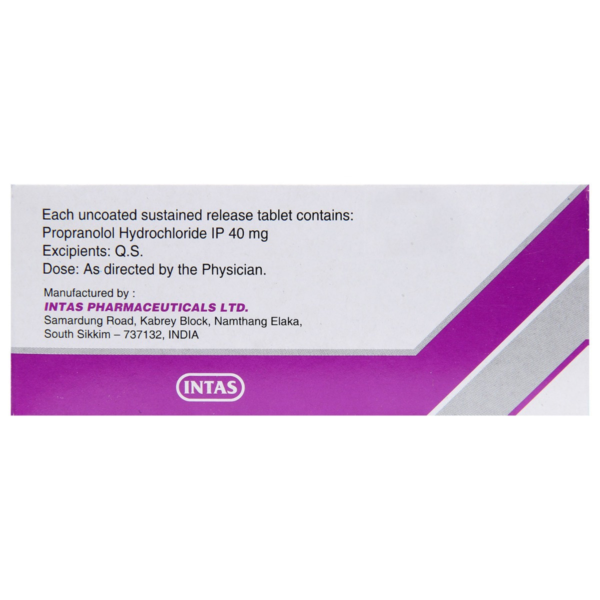 Provanol SR 40 Tablet 10's, Pack of 10 TABLETS Provanol SR 40 Tablet 10's, Pack of 10 TABLETS