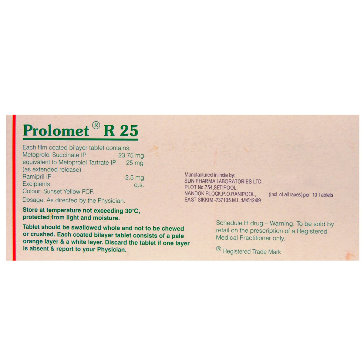 Prolomet R 25 Tablet 10's, Pack of 10 TABLETS Prolomet R 25 Tablet 10's, Pack of 10 TABLETS