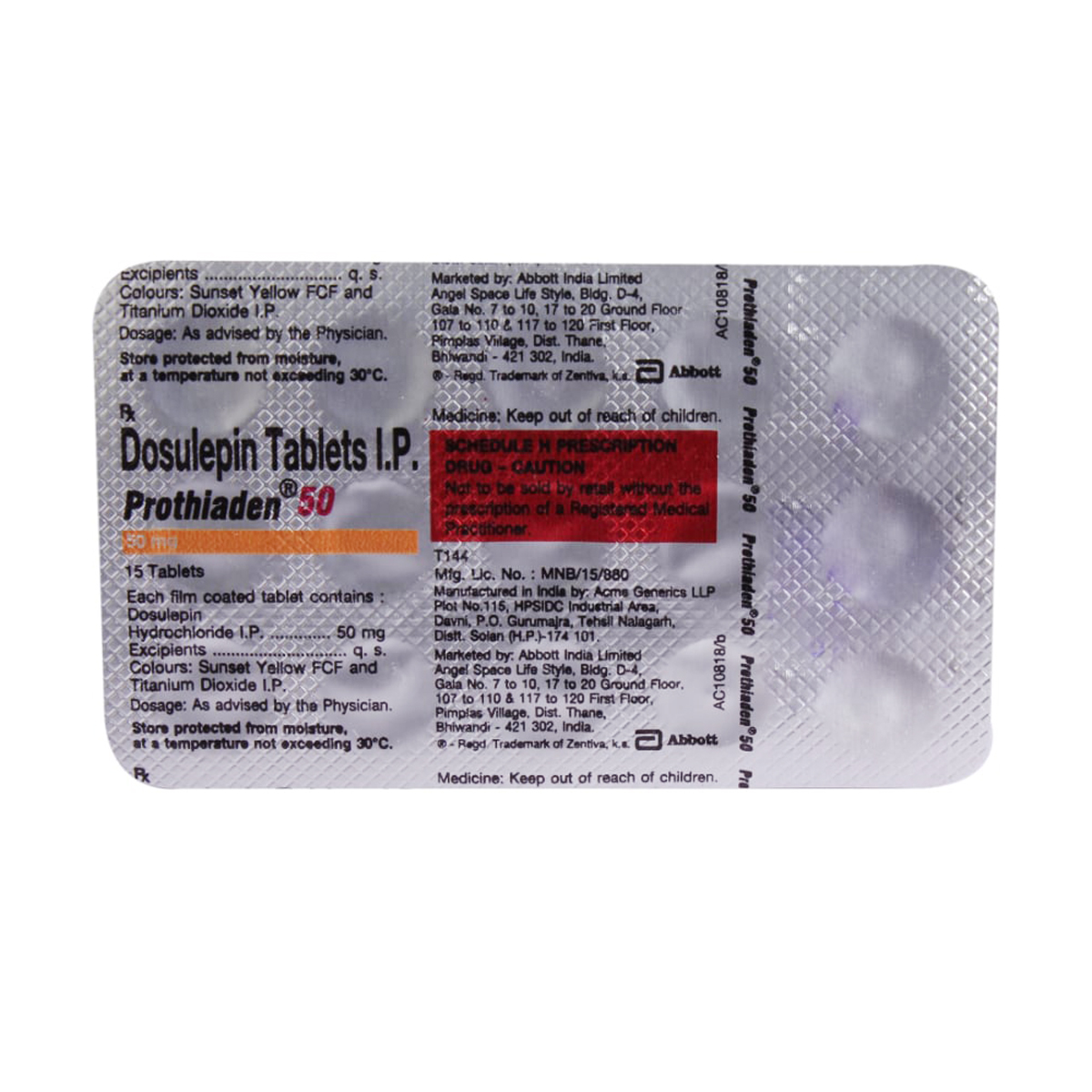 Prothiaden 50 Tablet 15's, Pack of 15 TabletS Prothiaden 50 Tablet 15's, Pack of 15 TabletS