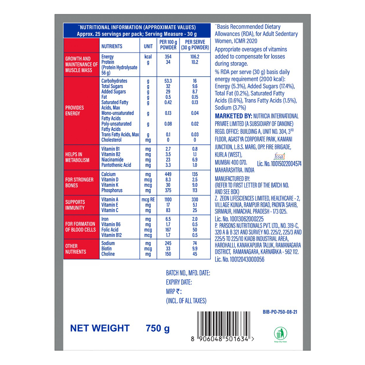 Protinex Original Nutrition Powder for Adults, 750 gm Refill Pack, Pack of 1 Protinex Original Nutrition Powder for Adults, 750 gm Refill Pack, Pack of 1