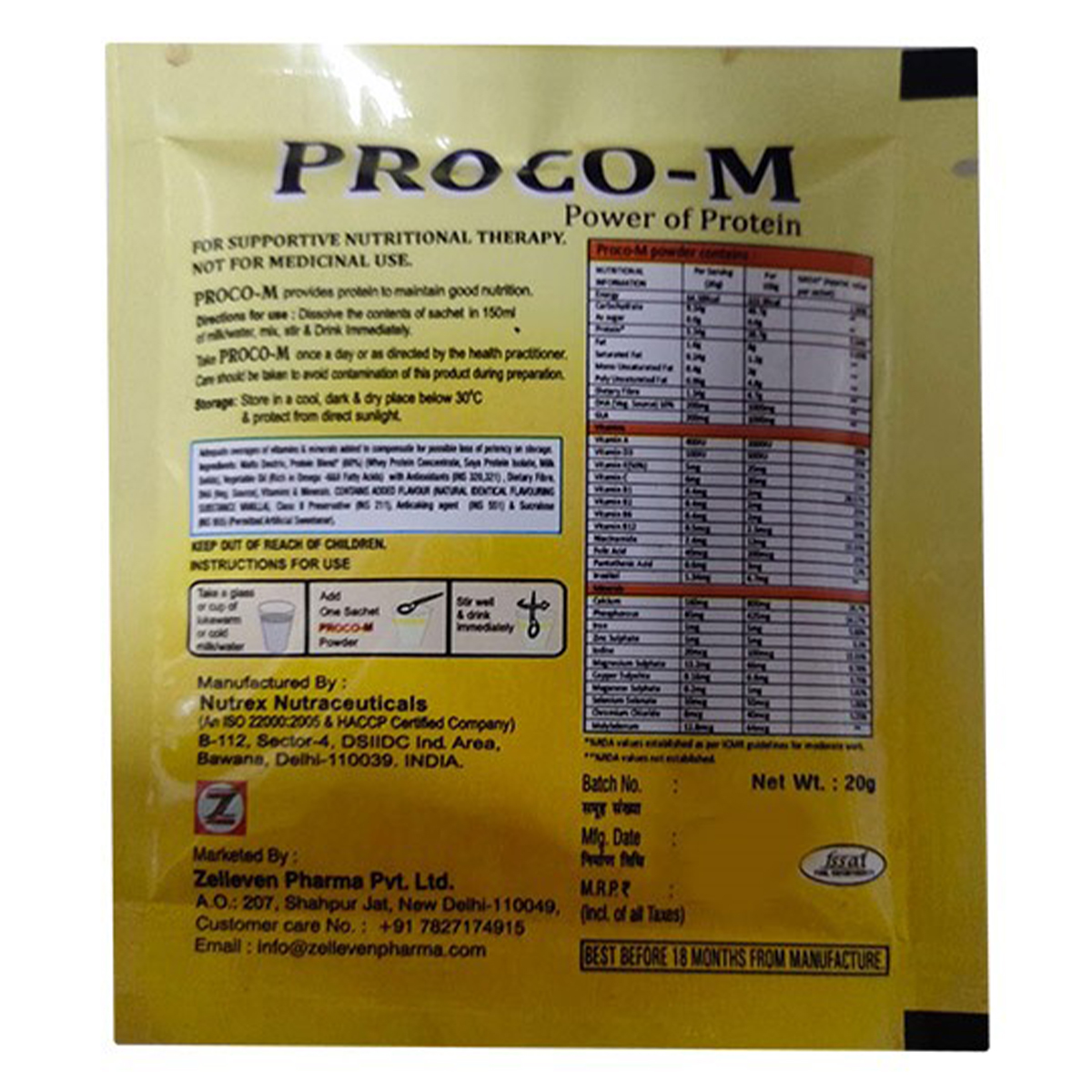 Proco-M S/F Vanilla Flav Sachet 20gm, Pack of 1 Powder Proco-M S/F Vanilla Flav Sachet 20gm, Pack of 1 Powder