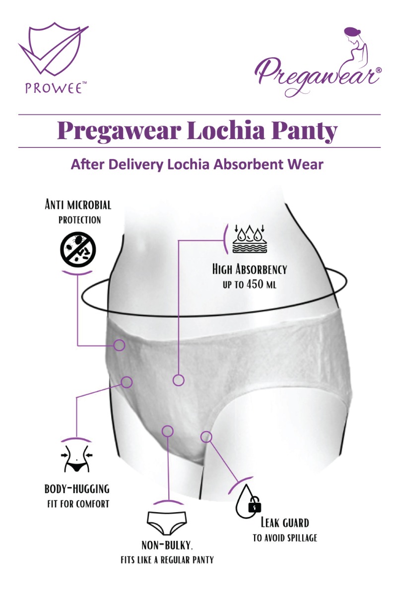 Prowee Pregawear After Delivery Lochia Absorbent Wear Panty Medium, 5 Count, Pack of 1 Prowee Pregawear After Delivery Lochia Absorbent Wear Panty Medium, 5 Count, Pack of 1